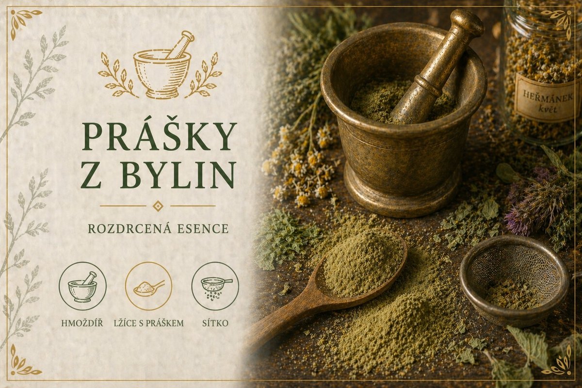 Prášek z rozdrcené byliny